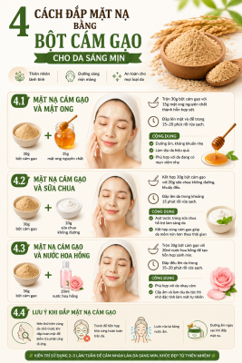 các cách đắp mặt với tinh bột cám gạo